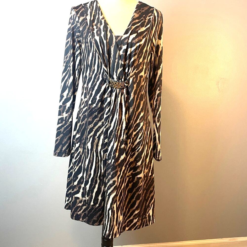 Avon Signature Collection Animal Print Long Sleeve Dress Size Medium Siren
